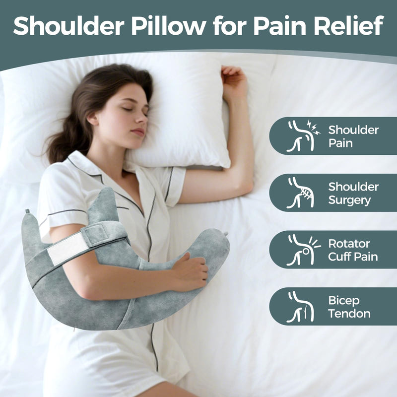 [Australia] - Shoulder Surgery Pillow, Rotator Cuff Pillow, Side Sleeper Pillow with Pocket & Adjustable Strap, Arm Support for Injury, Post-Op Care, Pain Relief (Dusty Green) 
