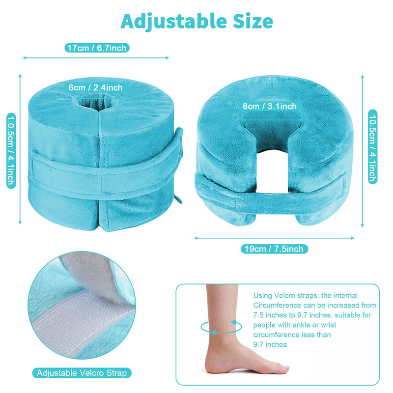 [Australia] - 2 PCS Foot Elevation Pillows, Soft and Zipper Removable Cover Ankle Heel Elevator Wedge, Foot Support Pillow for Pressure, Bed Sore Ulcer, Feet Leg Rest and Leg Rest Post Surgery (Blue) Blue 