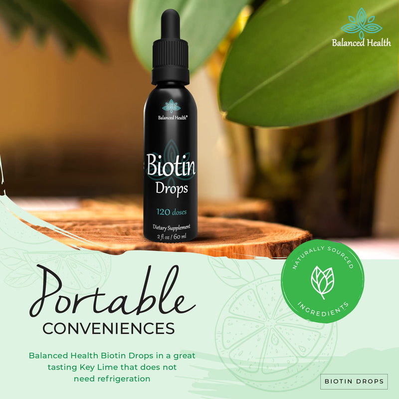 Biotin Drops - 120 Servings, 2oz, Lemon Flavor, Promote Healthy Hair Skin and Nails