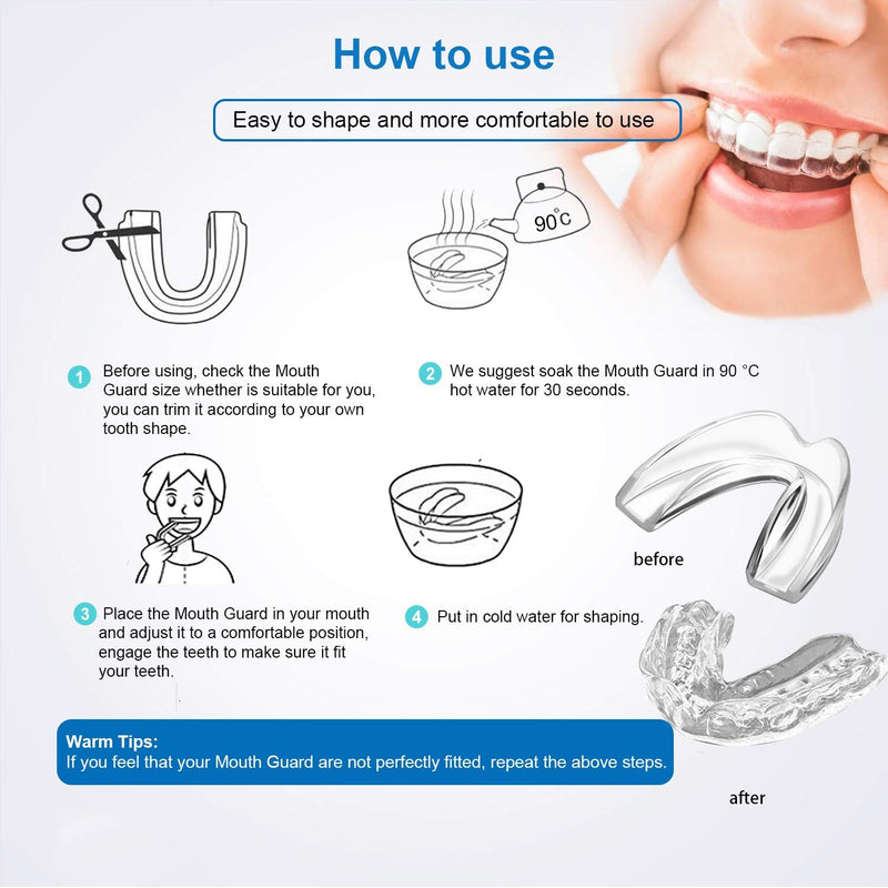 [Australia] - 4 Pack Kids Mouth Guard for Grinding Teeth, Night sleep Teeth Guards, Eliminates TMJ & Teeth Clenching, Stops Bruxism, Teeth Whitening Tray, Sport Athletic Mouth Guard (kid Size only fit for kids) 