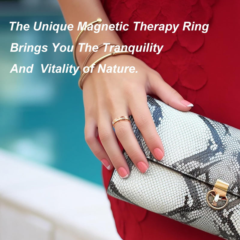[Australia] - Copper Rings for Women,Pure Copper Three -Color Gold Woven Magnetic Ring, Fashion Copper Jewelry (0208s) 