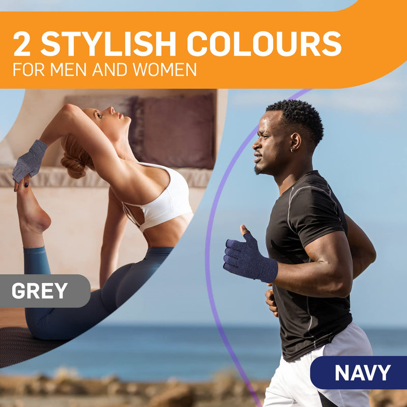 [Australia] - Compression Gloves: Open-Fingertip Arthritis Gloves; Fingerless Gloves Men & Women; Open Finger Gloves, Ideal as Carpal Tunnel Gloves, Raynauds Gloves, Hand Brace for Arthritis [Grey, Medium] Gray 