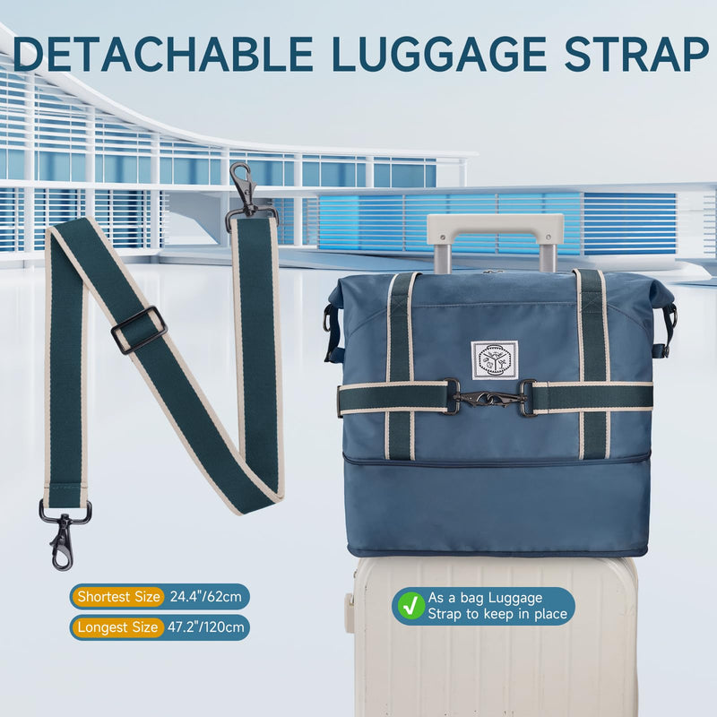 WALNEW Travel Duffel Bag, Weekender Overnight Carry On Bag for Women Men, Foldable Waterproof Gym Luggage with Metal Buckle Detachable Shoulder Strap and Wet Compartment (Peacock Blue) | Overnight Carry On Bag, Foldable Waterproof Gym Luggage with Meta...