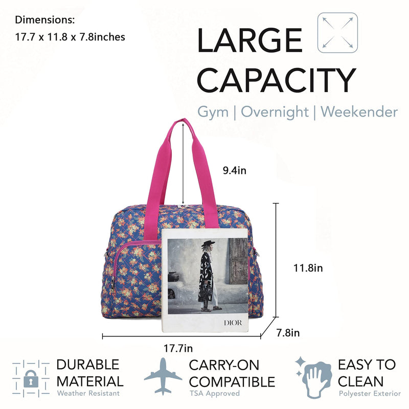 Foldable Gym Travel Duffel Bag Tote for Spirit Airlines Carry on Bag Carry-on Bag for Travel, Gym, Work, Weekender Overnight for Women and Girls (Blue) Blue