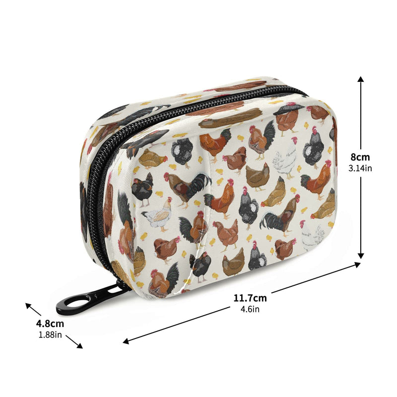 Hens Roosters Chickens Set Pill Organizer Case 7 Day Rustic Travel Pill Box with Zipper Portable Small Weekly Vitamin Medicine Supplement Holder Pouch Bag