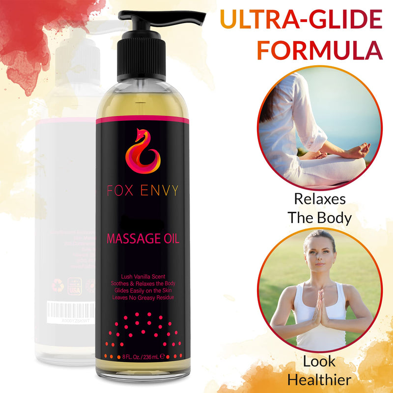 [Australia] - Body Massage Oil: Massage Oil for Massage Therapy, Premium Massaging Oil-Lush Vanilla Scent with Jojoba & Coconut, Therapeutic Oil 1Bottle, 8 fl oz 