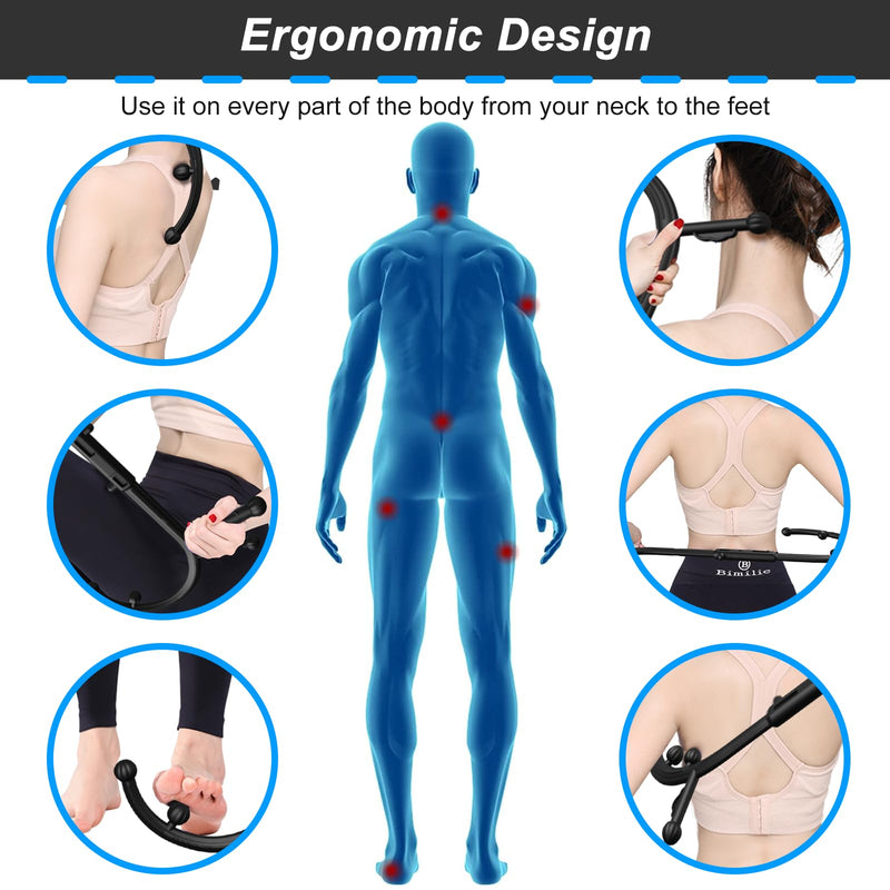 [Australia] - Birthday gifts for women/men Back and Neck Massager - Massage Trigger Point Cane,Self Massage Tool Muscle Release Tool(Black), Gifts for Women/Men 