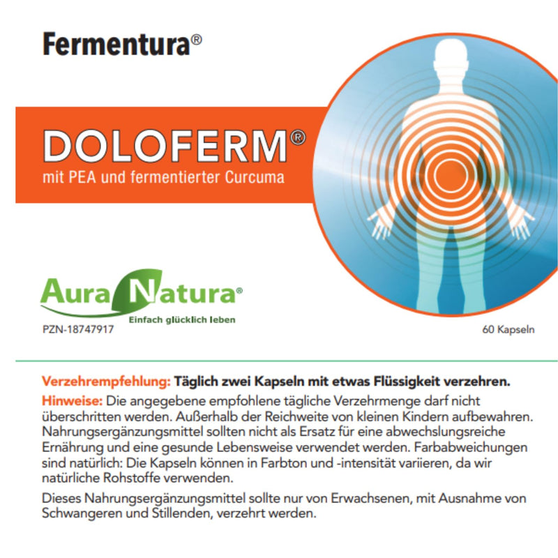 [Australia] - Aura Natura Fermentura Doloferm - with PEA (palmitoylethanolamide), PQQ, MSM, rosehip extract and fermented turmeric - 60 capsules 