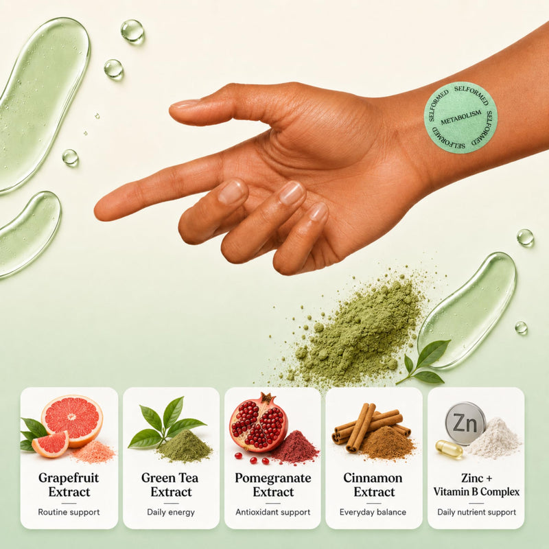 | Metabo Mode™ Metabolism Patches | Green Tea, Grapefruit, Zinc, Cinnamon, Vitamin B Complex | 30 Vegan Patches