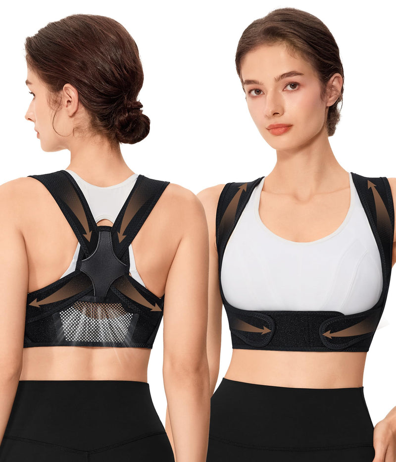 URSEXYLY Posture Corrector for Women Breathable Back Brace For Posture Adjustable Back Straightener Support for Neck Shoulder Clavicle and Upper Back Pain Relief(L/XL,Black) L/XL Black