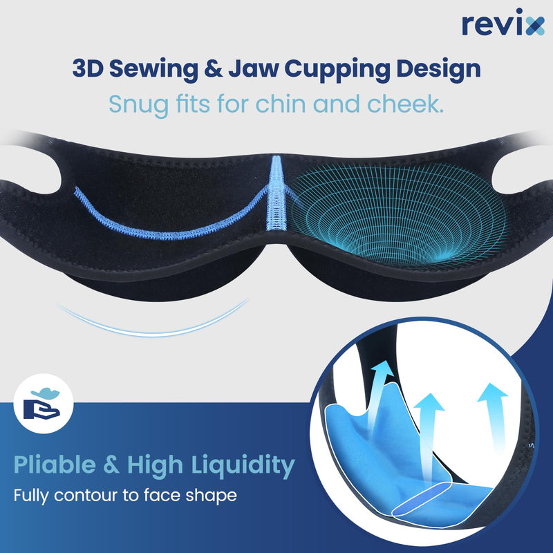 [Australia] - REVIX Wisdom Teeth Ice Pack Head Wrap with 3D Sewing Face Ice Pack for Oral Surgery, TMJ, Tooth Extraction & Tonsillectomy Recovery, Extra Snug Fit with 4 Hot Cold Gel Packs Reusable, Black 