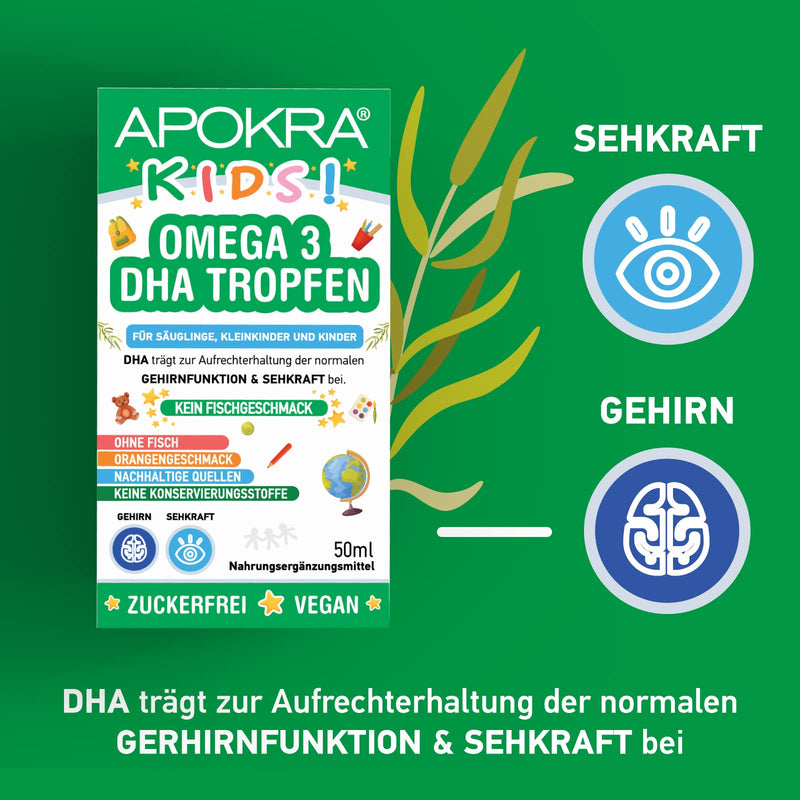 [Australia] - Omega 3 Vegan - Without fish taste - Vegan Omega 3 oil for infants, toddlers and children - Sustainable algae oil, alternative to fish oil - 50 ml | APOKRA Kids Vegan Omega 3 Algae Oil NATURAL ORANGE AROMA 50 ml (pack of 1) 