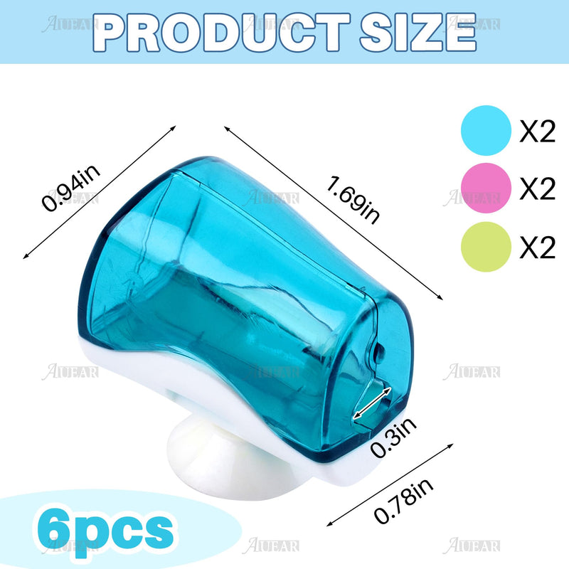 [Australia] - AUEAR, 6 Pack Toothbrush Holder with Suction Cup Toothbrushed Head Covers Caps Protector Case Box for Bathroom Wall Mirror Home Outdoor Travel 2*red/2*blue/2*green 