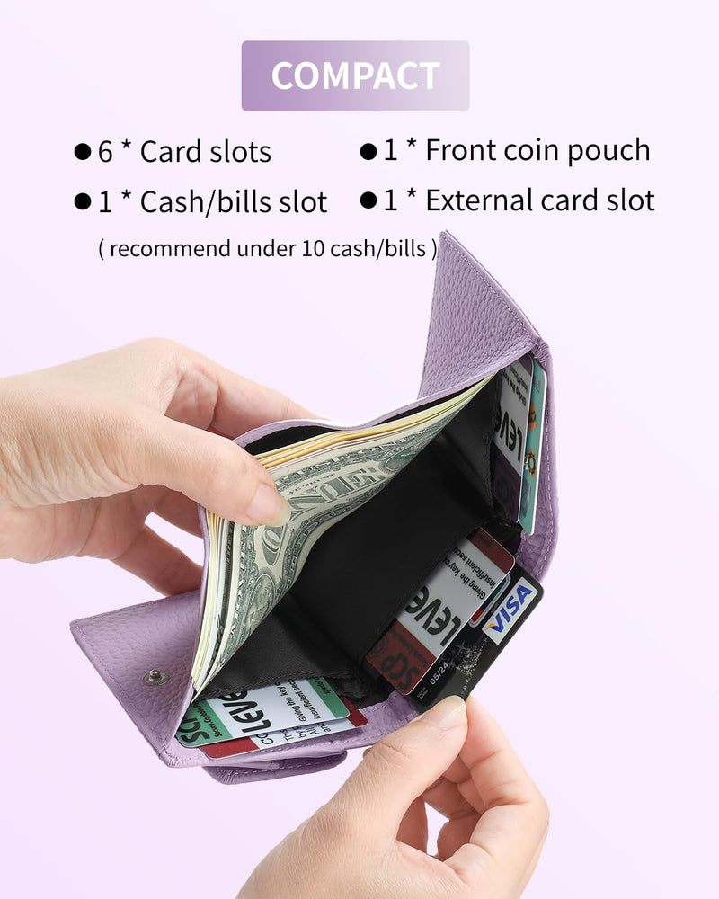 Karmiir RFID Blocking Small Leathear Coin Wallet & RFID Blocking Leather Passport Wallet, Light Purple(Same Color&Material)