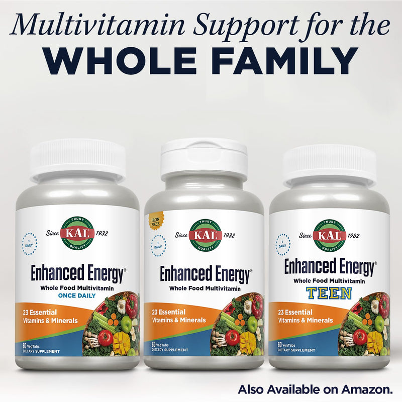 Kal Enhanced Energy, 90 Count | Cellular Energy & Daily Wellness Support, 23 Vitamins, Minerals, Superfoods & Digestive Enzymes, 30 Servings, Lab Verified