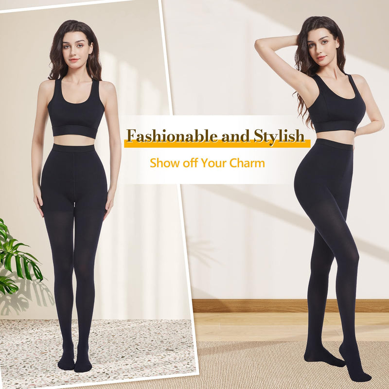 [Australia] - Medical Compression Pantyhose for Women Men, 20-30 mmHg Graduated Compression Tights, Closed Toe Compression Stockings, Support Hose, High Waist Compression Leggings for Varicose Veins, Edema Medium Black 