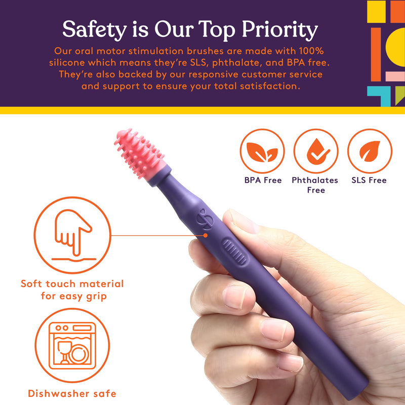 [Australia] - Special Supplies Sensory Mouth Brushes and Oral Stimulation Tools for Kids and Adults, 6 Pack, Wake Up Mouth for Desensitization, Soft, Flexible, Textured Silicone 