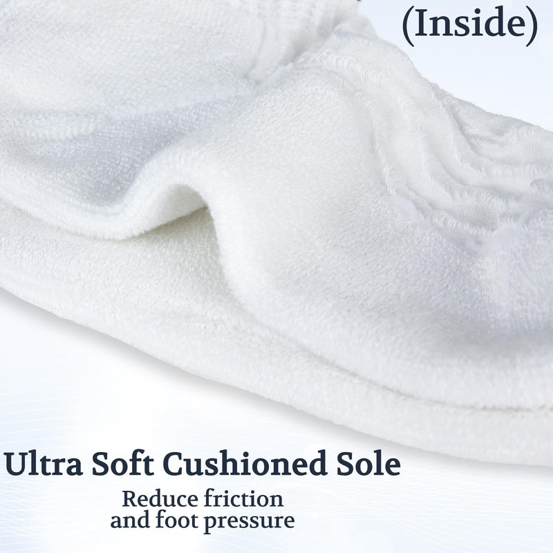 [Australia] - +MD Diabetic Socks for Men Women 6 Pairs,Non-Binding Top Extra Wide Ankle/Crew Socks, for Edema Circulator 9-11 10-13 13-15 Ankle/6 Pairs White 