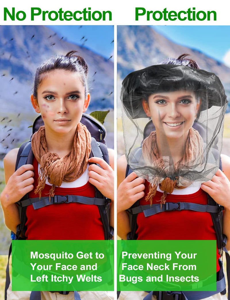[Australia] - Wohohoho Mosquito Head Net Mesh With Drawstring, Bug Face Shield for Hats, Beekeeper Mask Protection for Men & Women Against Midges, Bugs & Gnats (2 Packs, Grey, Updated Big Net) 2pcs Gray 