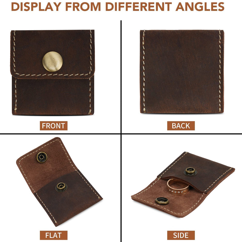 Leather cosmetics bag, Ring Pouch with soft leather inside, Dopp kit, Toiletry bag for men and women