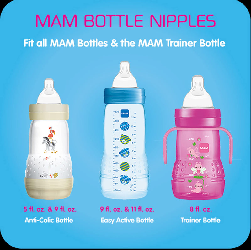 MAM Bottle Nipples Extra Slow Flow Nipple Size 0, for Newborn Babies and Older, SkinSoft Silicone Nipples for Baby Bottles, Fits All MAM Bottles, 4 Count (Pack of 1) 4 Count (Pack of 1) Extra Slow Flow, 4 Pack