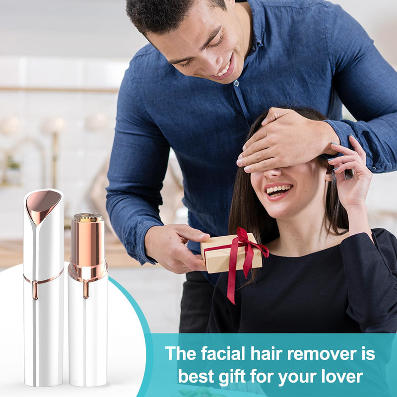 [Australia] - Facial Hair Removal for Women, Portable Women Facial Epilator, Painless Electric Hair Removal Device for Face, Upper Lip & Chin, USB Rechargeable, White 