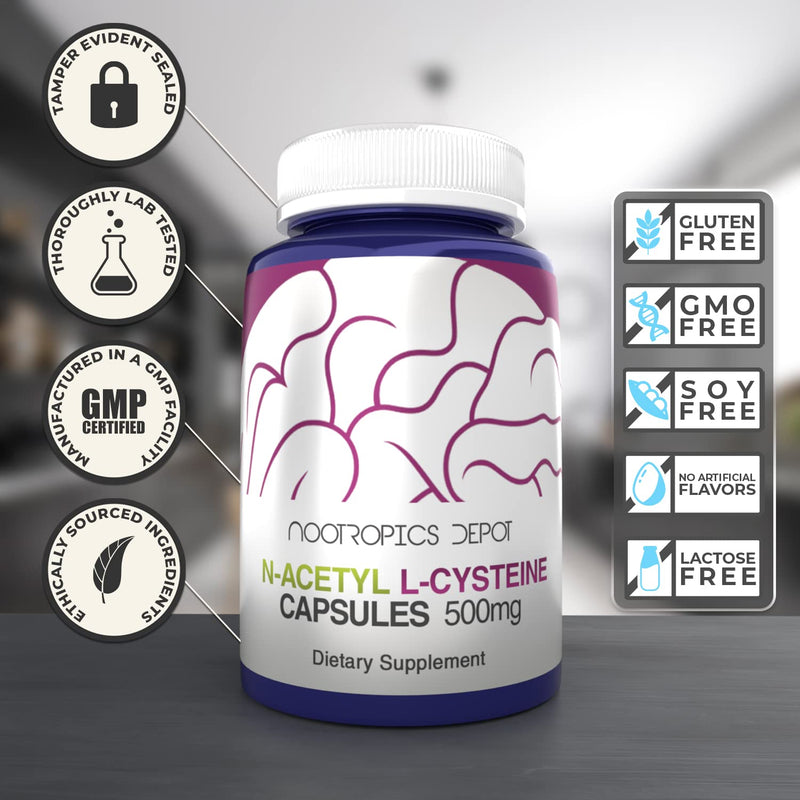 [Australia] - Nootropics Depot N-Acetyl L-Cysteine Capsules | 500mg | NAC | 180 Count | Supports Healthy Liver Function | Cellular Health | Glutathione Levels | Healthy Oxidation Levels 1 Count (Pack of 180) 