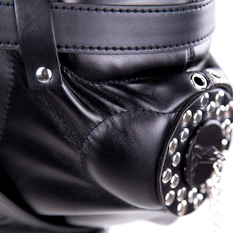 [Australia] - Leather Bondage Mask Hood Black 