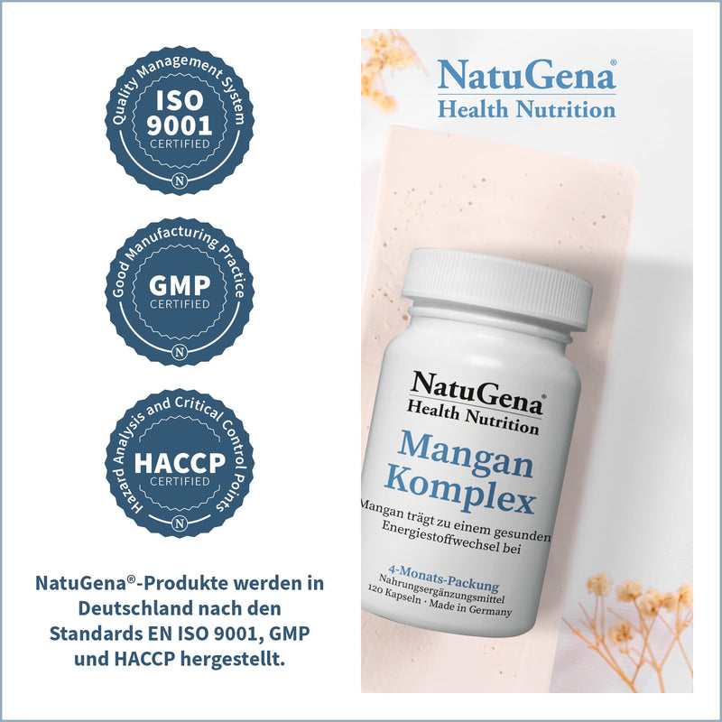 [Australia] - NatuGena Manganese Complex, Gluconate, Bisglycinate, Citrate, Contributes to Healthy Energy Metabolism, 120 Capsules (120 Day Pack) 