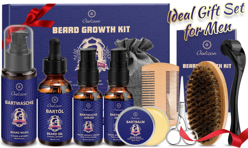 [Australia] - Beard care set for men, upgraded beard gift for Christmas, birthday - complete beard growth product for men with beard shampoo, beard oil, beard roller, beard growth serum, beard balm, beard brush, beard scissors 2023 complete beard care set 