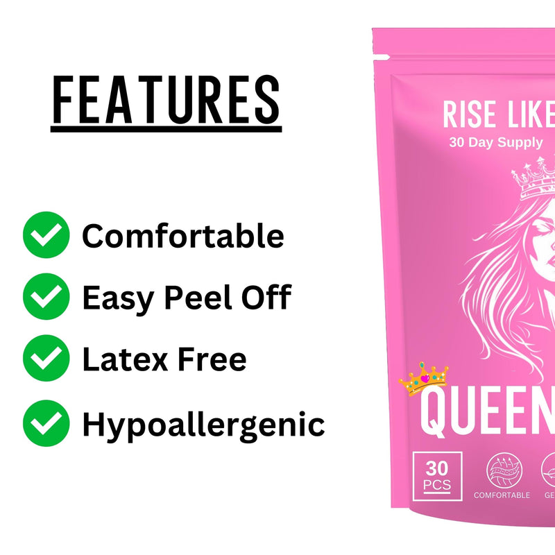 [Australia] - Queen Pink Tape (30 Strips) - Hypoallergenic & Skin-Friendly, Easy Removal Tape, Lifts Away Cleanly - Latex Free, No Irritation, Athlethic, Sports, Comfortable 