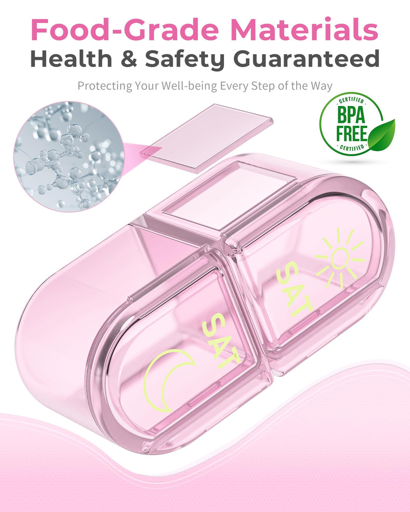 [Australia] - ùêèùê¢ùê•ùê• ùêéùê´ùê†ùêöùêßùê¢ùê≥ùêûùê´, Am & Pm Pill Organizer 7 Days, Weekly Pill Organinzer 2 Times a Day, Pill Box 7 Day, Medicine Pill Organizer for Travel, Vitamins, Fish Oils, Supplements Pink Purple 