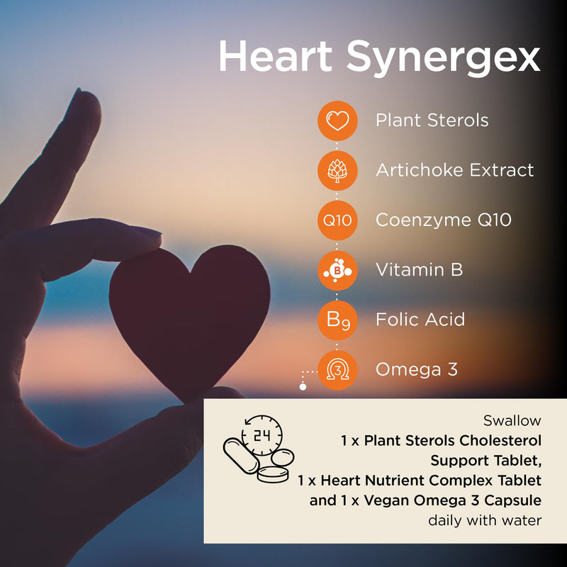 Healthspan Heart Synergex | 28 Day Supply | Heart Health Complex | Cholesterol Maintenance | Supports Energy & Muscle Function | Plant Sterols | Heart Nutrient Complex | Omega 3 | Vegan