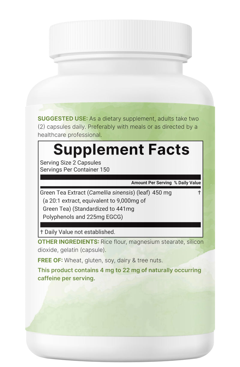 [Australia] - Extra Strength Green Tea Extract 9,000mg, 300 Capsules | 50% EGCG, 98% Polyphenols | 5 Month Supply | Maximum Potency Polyphenols Antioxidant Supplement for Skin, Energy, Brain & Heart Support 