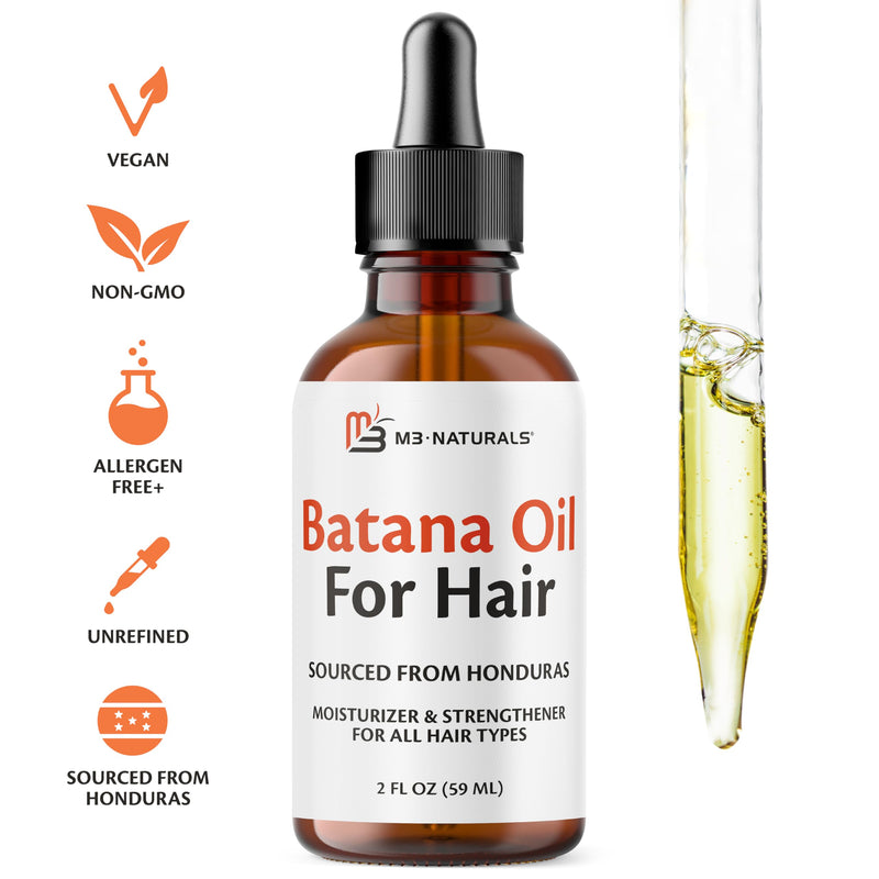 [Australia] - M3 Naturals Batana Oil for Hair Growth & Skin ‚Äì Dr. Sebi 100% Pure, Unrefined & Cold-Pressed from Honduras ‚Äì For Thicker Hair, Stronger Strands & Smoother Skin ‚Äì Vegan, Non-GMO ‚Äì 2 FL OZ Batana Oil 1 Pack 