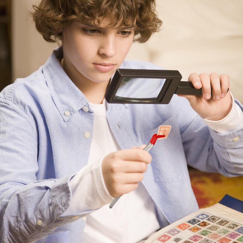 [Australia] - 2pcs Craft Tweezers with Rubber Tips, Metal Sticker Tweezers with Soft PVC Coated Curved Angled Tweezers for Making Lab Jewelry DIY Crafts Stamp Coins Style B 