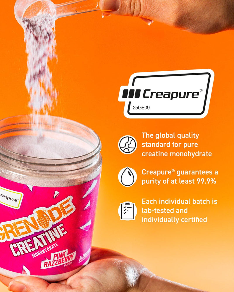 Grenade Creatine Monohydrate Powder, Pink Razzberry Flavoured Creatine Supplement, 5 g per Serving, 41 Servings, 300 g (Pack of 1) - Vegan & Vegetarian Friendly