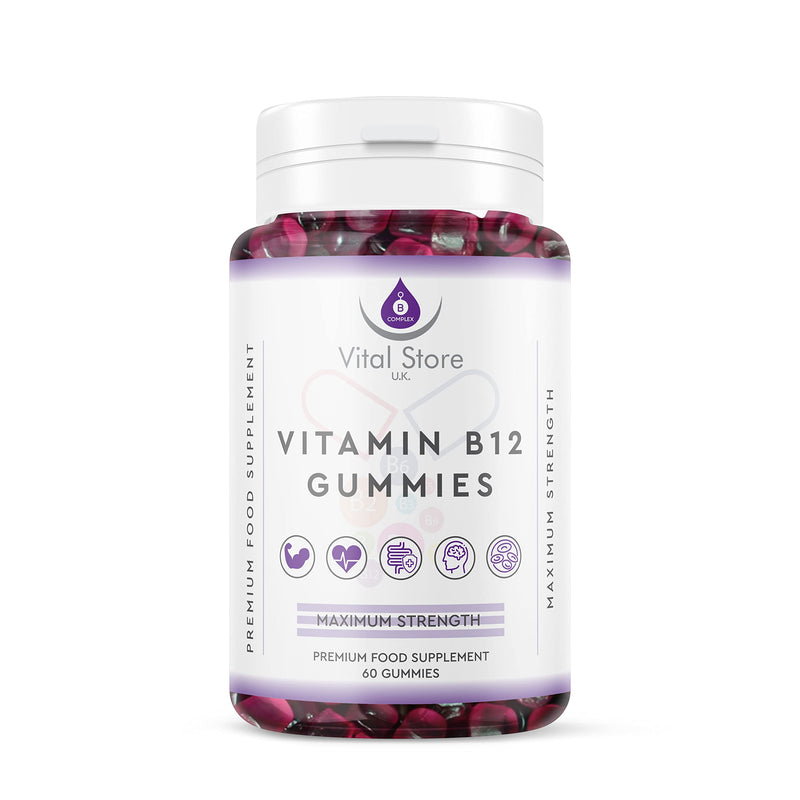 Vitamin B Complex Gummies - 2800MCG Per Serving - 60ct Berry Flavoured Sugar Free Vegan Gummies - with Added Vitamin C, D & B12,9,7,6,5,3,2,1, 60 Count (Pack of 1)