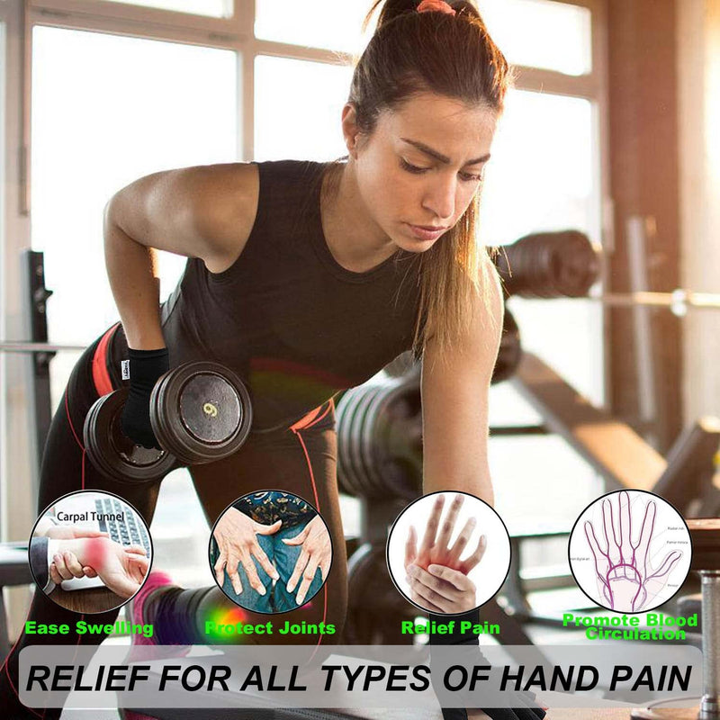 [Australia] - 2 Pairs Arthritis Compression Gloves for Arthritis, Rheumatoid, Carpal Tunnel Pain, Driving, Typing Fingerless Gloves For Women Men, Support Hand, Wrist and Joint (Pure Black, Medium) Pure Black 