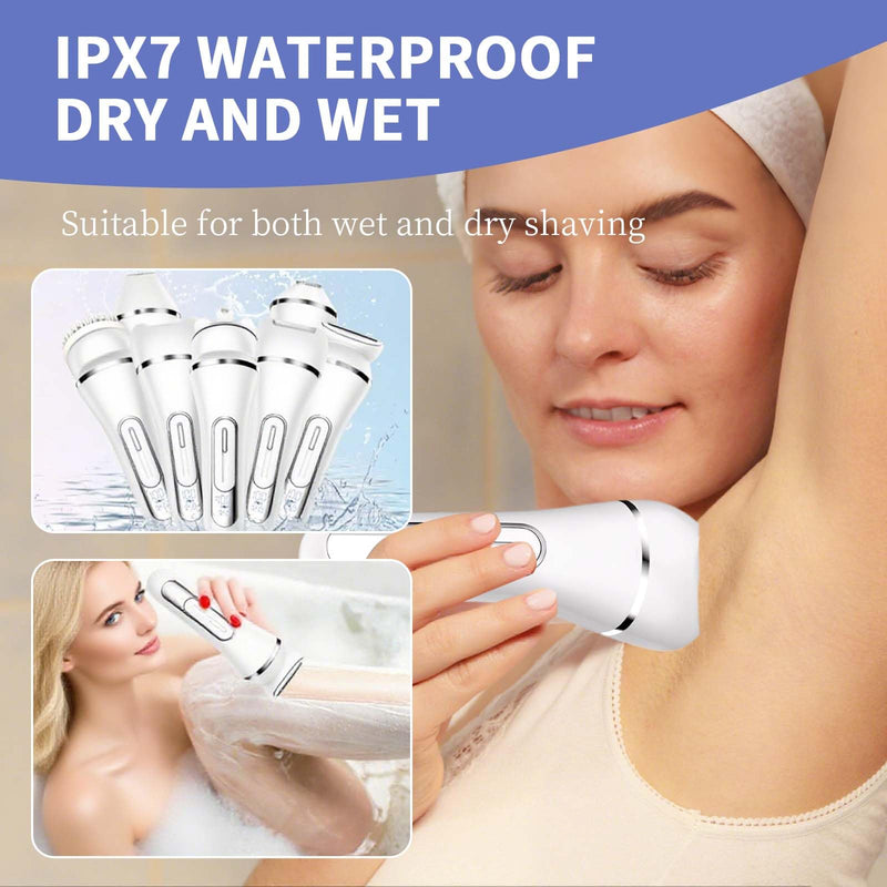 [Australia] - Electric Razors for Women Whole Body: 7 in 1 Hair Removal Kit，Rechargeable Body Shaver - Wet Dry Hair Remover - Trimmer for Lady Face Underarms Public White 