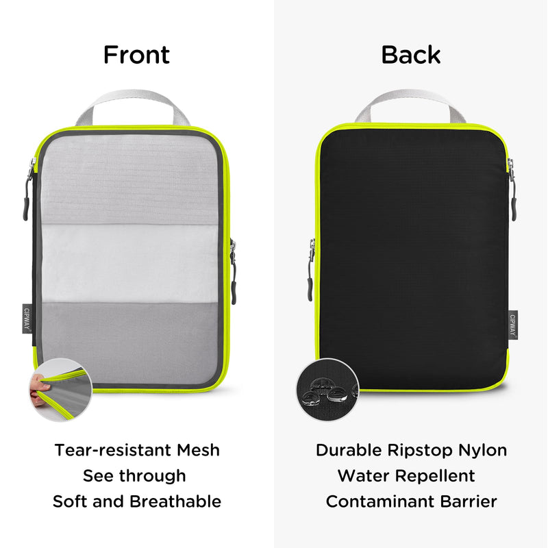 Cipway Compression Packing Cubes Mesh (8 Pcs, Black) | See Through Mesh Luggage Organizer Bags, Travel Essentials for Carry on Suitcase with Clear Toiletries Bag 8PCS