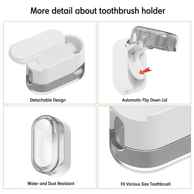 [Australia] - BALUCA 3 PCS Travel Toothbrush Head Covers Caps, Tooth Brush Protector Case Wall Mounted Hanging Rack Organizer for Travel, Camping, Bathroom, School, Business (Grey) Grey 