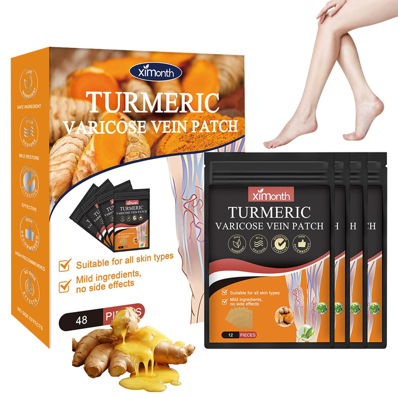 [Australia] - 48 pieces turmeric plaster varicose veins, turmeric varicose vein plaster, Turmeric Max plaster, naturally relieves varicose veins in legs and spider veins, promotes blood circulation 