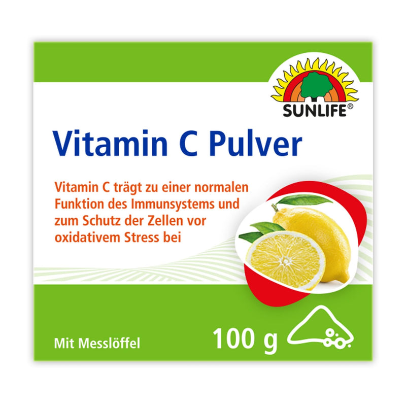 [Australia] - SUNLIFE Vitamin C powder high dosage 100 g - Vitamin C powder with lemon flavor - Pure L-ascorbic acid powder - Nutritional supplement for immune system & cell protection - Vitamin powder with measuring spoon 
