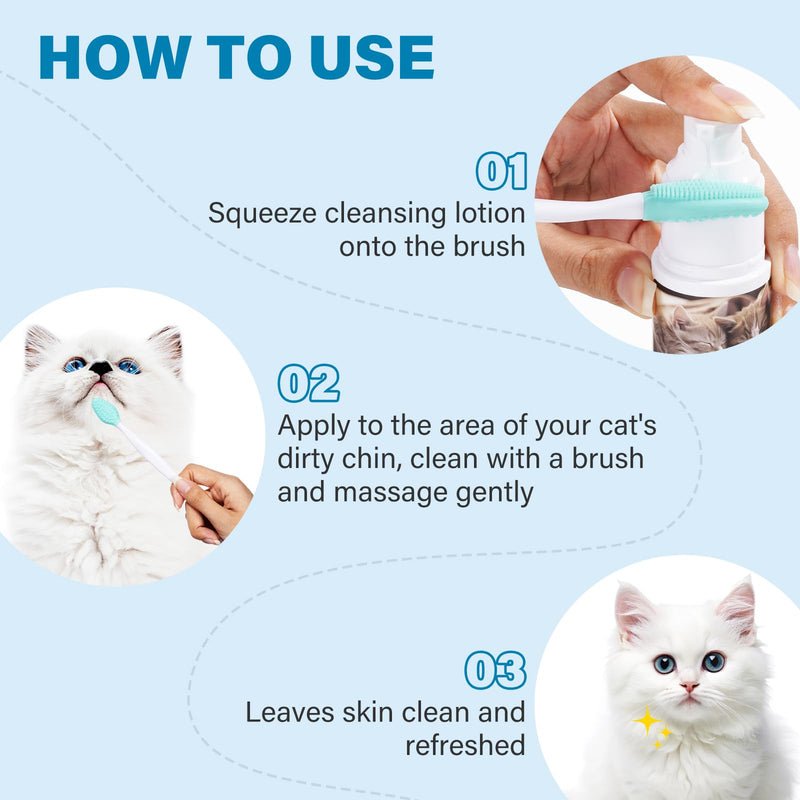 Cat Chin Acne Cleanser - Deep Cleansing & Soothing Formula | Gentle & Effective Black Chin Treatment - Silicone Brush Included - 2.03 fl. oz Blue - PawsPlanet Australia