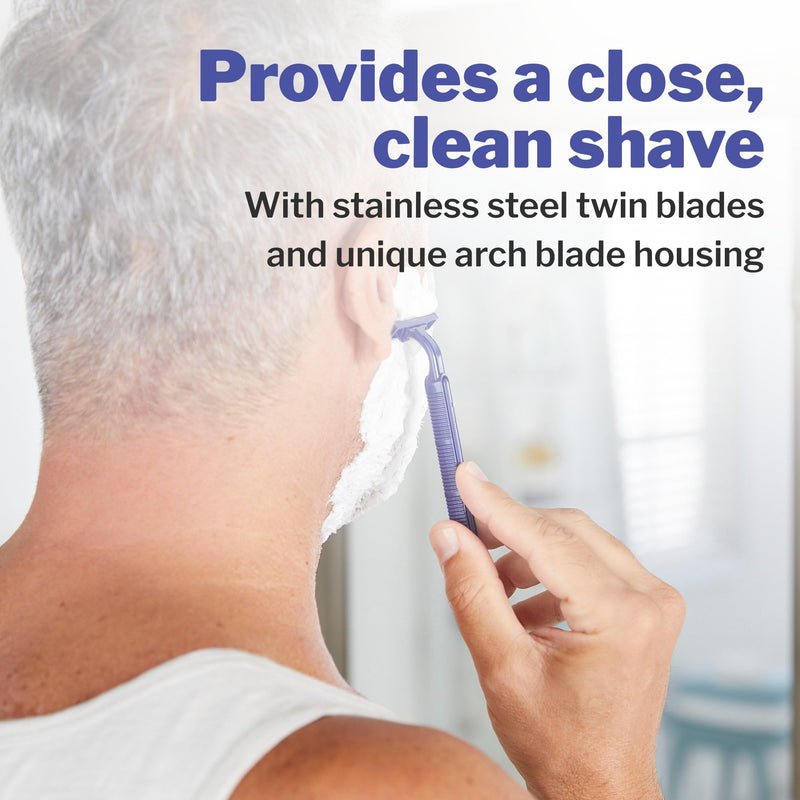 [Australia] - McKesson Disposable Razors [50 Count] – Twin Blade Bulk Shaving Razors for Men & Women, Stainless Steel, Blue, Single-Use for Medical Clinics, Tattoo, Travel, Camping & Salon Care 1 Count (Pack of 50) 