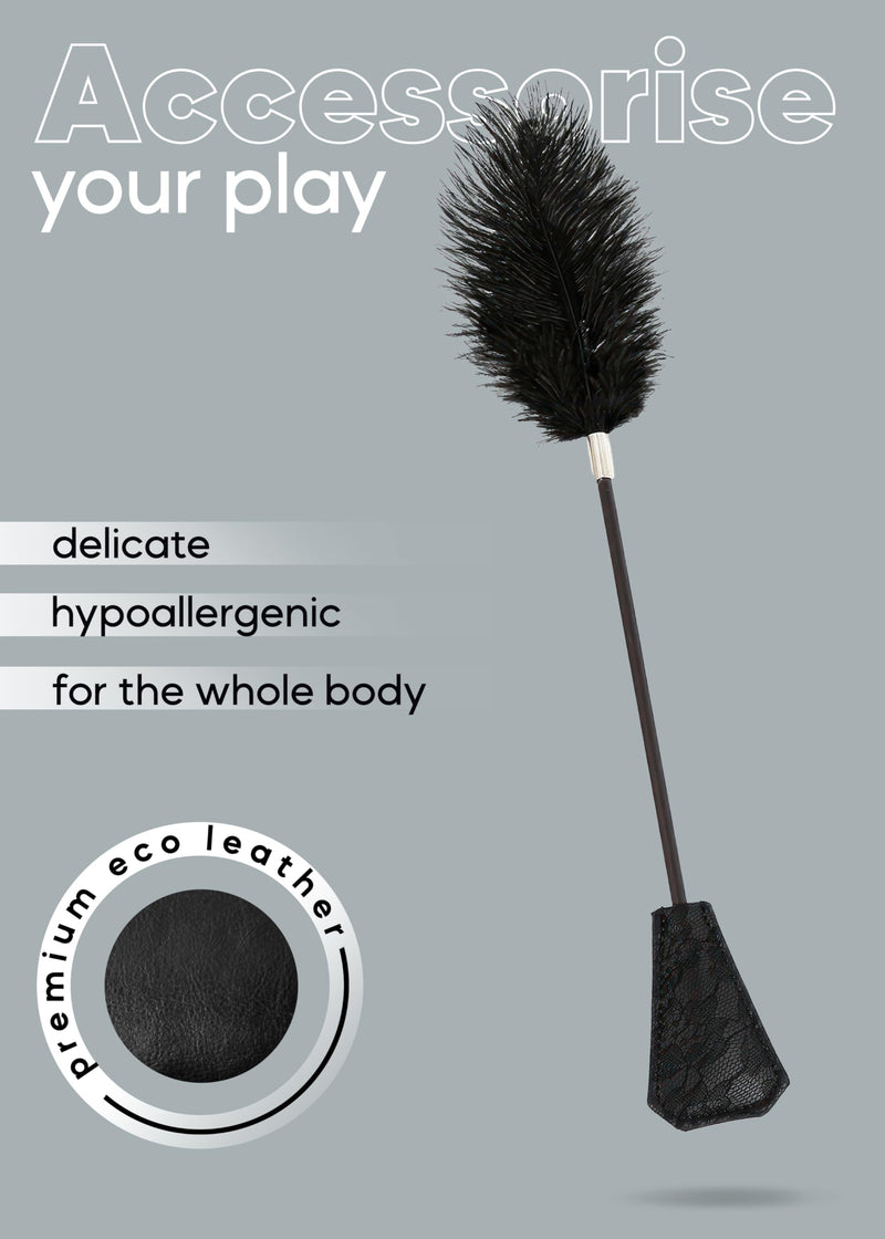 [Australia] - Feather Tickler for Play Faux Feather Tickler Cosplay Show Tickler Crop French Tickler Black 