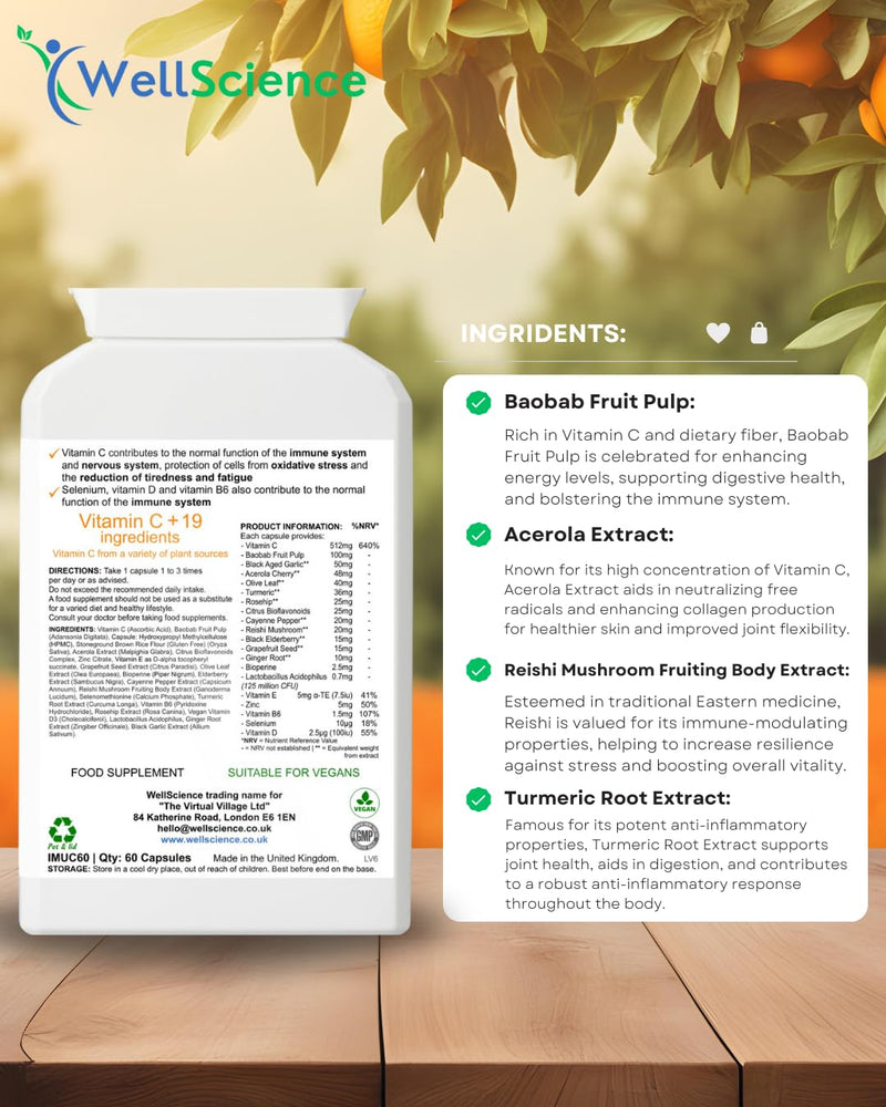 ImmunoElite Pro: Immune Support, Antioxidant Boost, and Energy Enhancement - with Vitamin C, D, Zinc, Turmeric, Baobab & Acerola