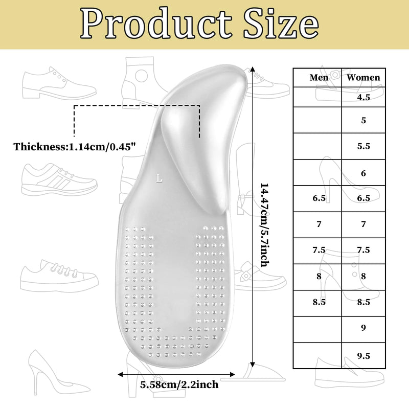 [Australia] - COMNICO 2 Pairs of Arch Pads Gel Arch Support Insoles Silicone Foot Insoles Self-Adhesive Orthopedic Insoles Heel Cushion for Foot Pressure and Foot Pain Relief (Transparent) 