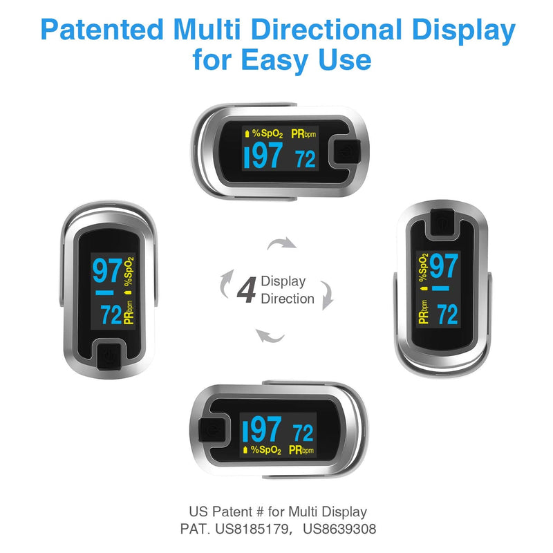 [Australia] - mibest OLED Finger Pulse Oximeter, O2 Meter, Dual Color White/Silver 